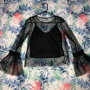 Black long sleeve mesh shirt